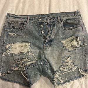 American Eagle Denim Shorts Size 8 Distressed
